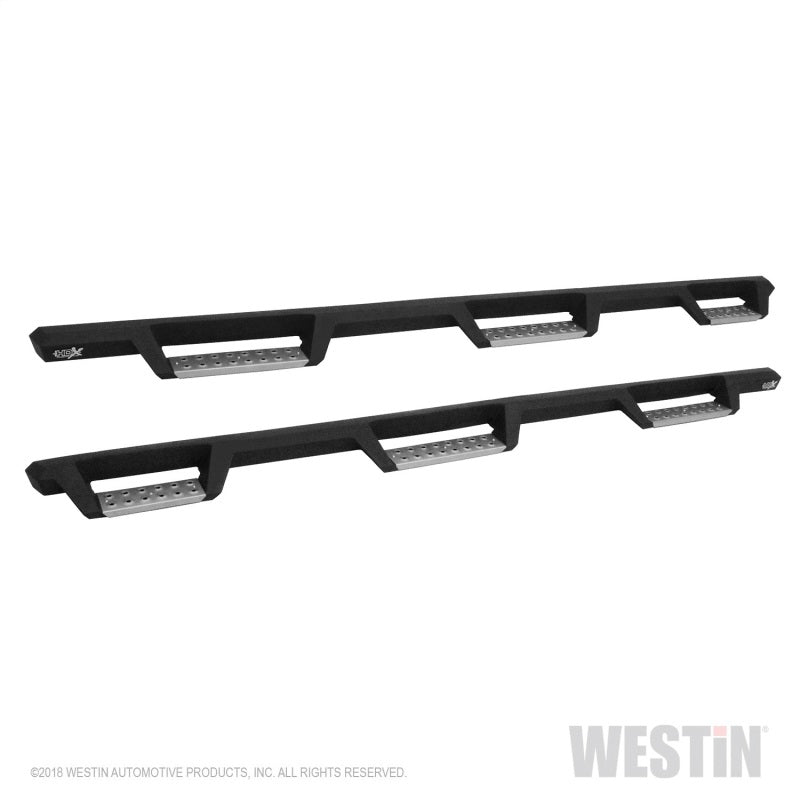Westin 14-18 Chevrolet Silverado 1500 DC 6.5ft Bed HDX Stainless Drop W2W Nerf Step Bars - Tex. Blk