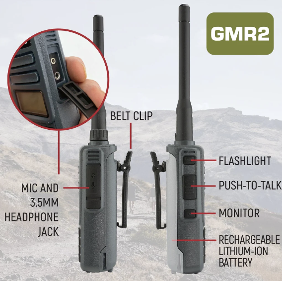 2 PACK - GMR2 Handheld GMRS FRS Radio pair - By Rugged Radios