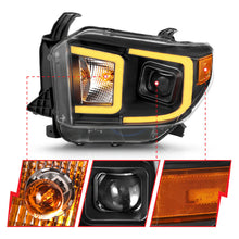 Load image into Gallery viewer, ANZO 14-17 Toyota Tundra Plank Style Projector Headlights Black w/ Amber