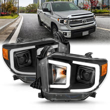 Load image into Gallery viewer, ANZO 14-17 Toyota Tundra Plank Style Projector Headlights Black w/ Amber