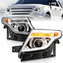 Load image into Gallery viewer, ANZO 11-15 Ford Explorer Projector Headlights w/ Light Bar Chrome Housing w/ Amber light